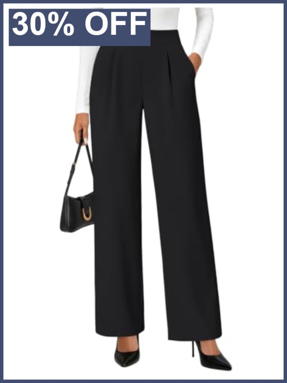 Wide Leg Dress Pants High Waist Stretchy Business Work Office Slacks with Side